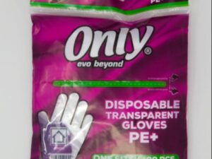 ONLY 100CT DISPOSABLE NYLON GLOVES PE+ || 100/CS || TRANSPARENT